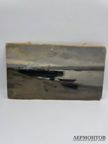 Картина «На берегу». Оргалит, масло, Г. К. Севостьянов, СССР, середина 20 века