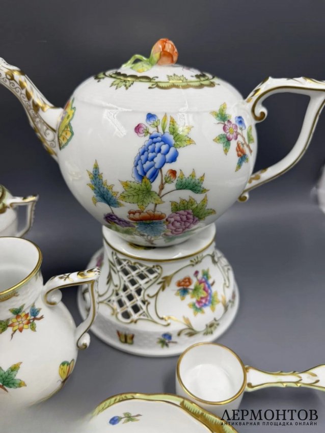 Чайный сервиз на 6 персон «Queen Victoria» с подогревом. Фарфор, Herend, Венгрия