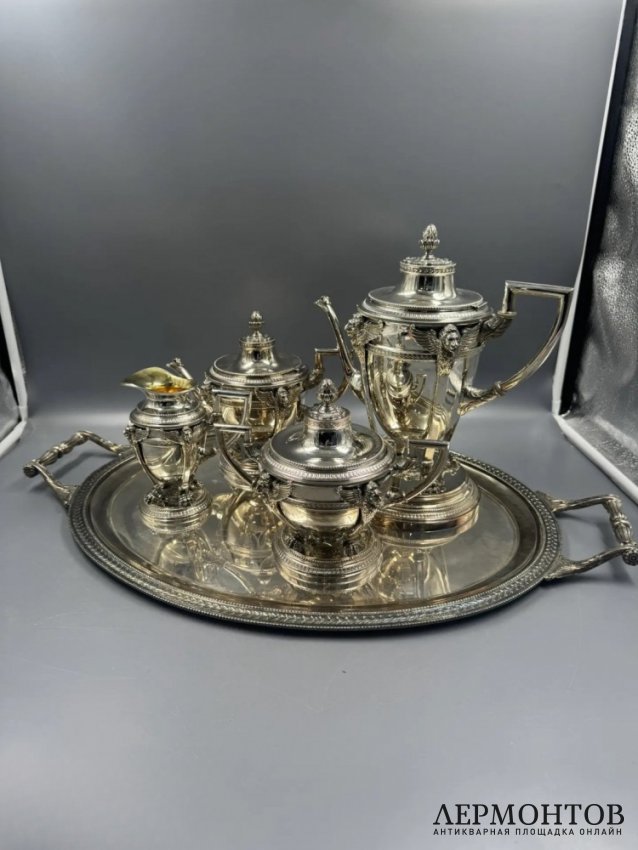 Кофейный сервиз в стиле ампир со львами. Серебро 925, Faberge, выпуск 2 из 50