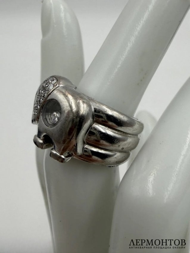 Кольцо «Happy Diamonds Elephant» с бриллиантом. Белое золото 750, Chopard, Швейцария