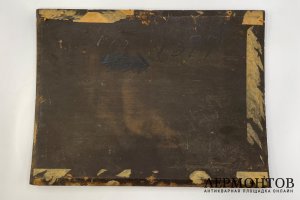 Картина Семейная сцена. Германия, середина 19 века, художник T. R. H. Дерево, масло.