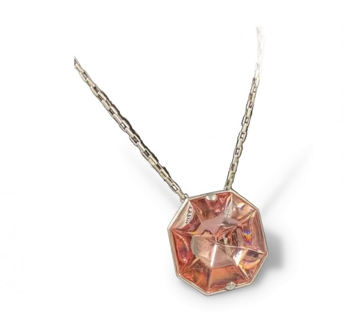 Колье с розовым кристаллом. Серебро 925 пробы, Baccarat, Франция