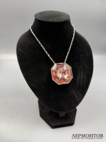 Колье с розовым кристаллом. Серебро 925 пробы, Baccarat, Франция