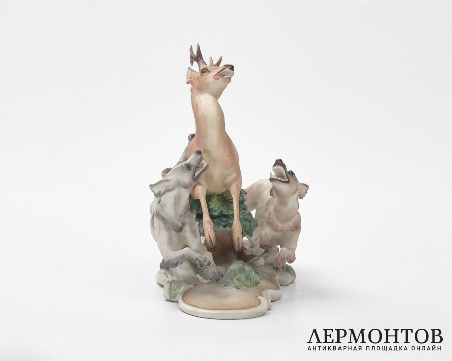 Статуэтка «Олень и борзые». Фарфор, Rosenthal, Германия