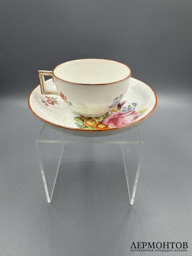 Кофейная пара с букетом. Фарфор, роспись, Meissen, период Марколини, Германия, 1774–1814 годы