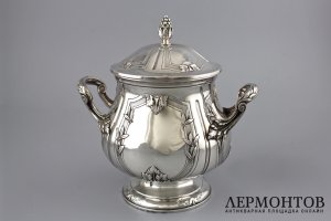 СЕРЕБРЯНАЯ САХАРНИЦА. OLIVER CARON. СЕРЕБРО 950 ПРОБЫ. ФРАНЦИЯ, 1900-Е ГГ.