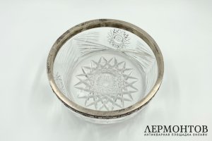 Ваза для фруктов. Россия, Москва, Г. Клингерт, нач. 20 в. Серебро 84 пробы, хрусталь.