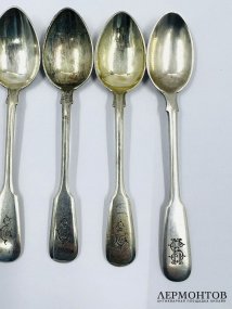 Набор кофейных ложек на 6 персон. Серебро 84 пробы, И. Хлебников, Россия, 1908–1917 годы