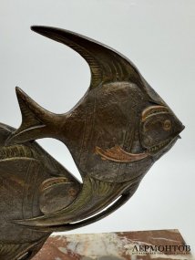 Скульптура «Рыбы» в стиле ар-деко. Бронза, камень, Западная Европа, 1-я треть 20 века