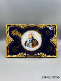 Поднос с портретом Иосифа II. Фарфор, роспись, Венская мануфактура, Австрия, конец 19 века