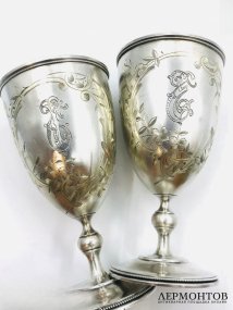 Парные свадебные фужеры. Серебро 84 пробы, Россия, 1899–1908 годы