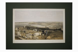 Литография. Вид на Севастополь от руин древнего Херсонеса. У. Симпсон. 1856 г.