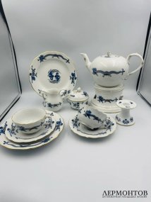 Чайный сервиз тет-а-тет «Синий дракон». Фарфор, роспись, Meissen, Германия, 20 век