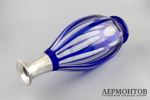 Набор стопок со штофом в футляре. Серебро 950 пробы, стекло. Франция, XIX в.