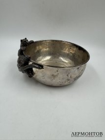 Ваза для фруктов с фигурой леопарда. Серебро 925 пробы, Giovanni Raspini, Италия, 20 век