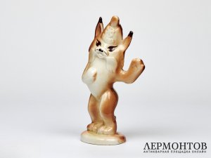 Статуэтка «Рысь». Фарфор, СССР, 1985 год