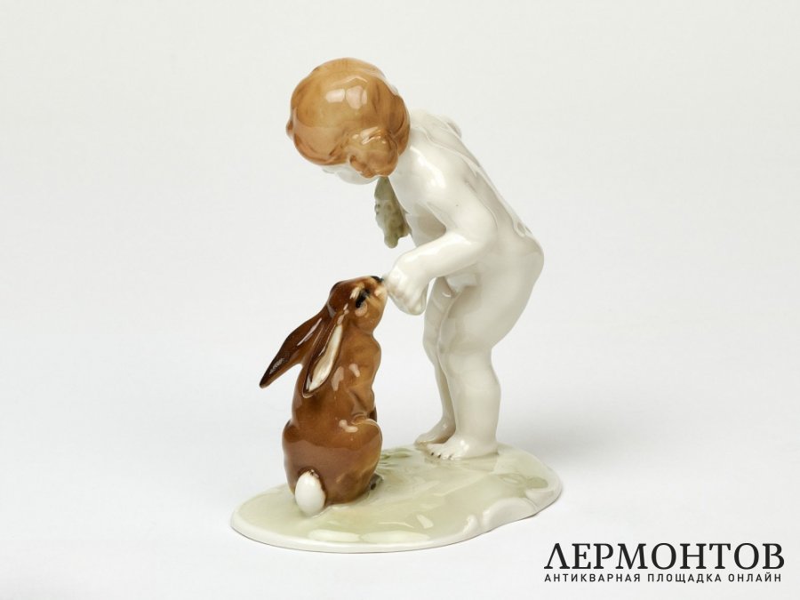 Статуэтка «Девочка с зайцем». Фарфор, Hutschenreuther, Германия, 1955–1968 годы