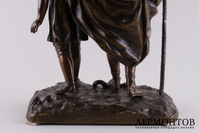 Скульптура Гомер в поводырем. Франция, Париж, 2 пол. 19 в. Бронза, литье, патина.