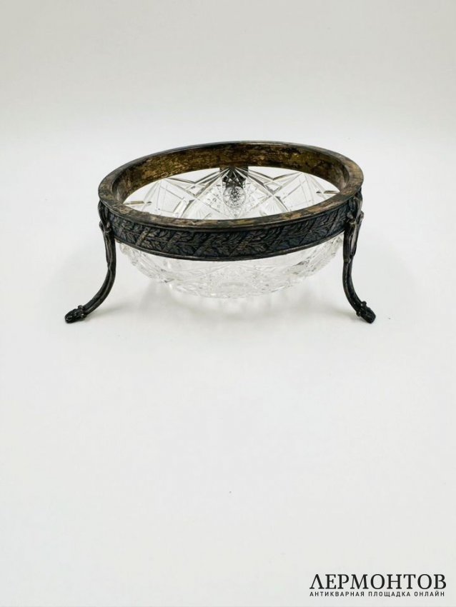 Ваза для конфет. Хрусталь, серебро 84 пробы, Россия, 1908–1917 годы