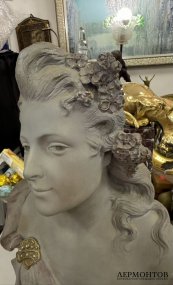 Бюст девушки в стиле ар-нуво. Терракота, Alexandre Peche, Франция, нач. 20 в.