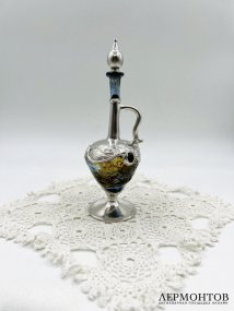 Флакон для благовоний. Серебро 925 пробы, цветное стекло, Западная Европа, начало 20 века
