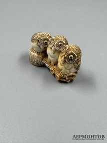 Нэцкэ «Совы». Кость, резьба, Япония, 20 век