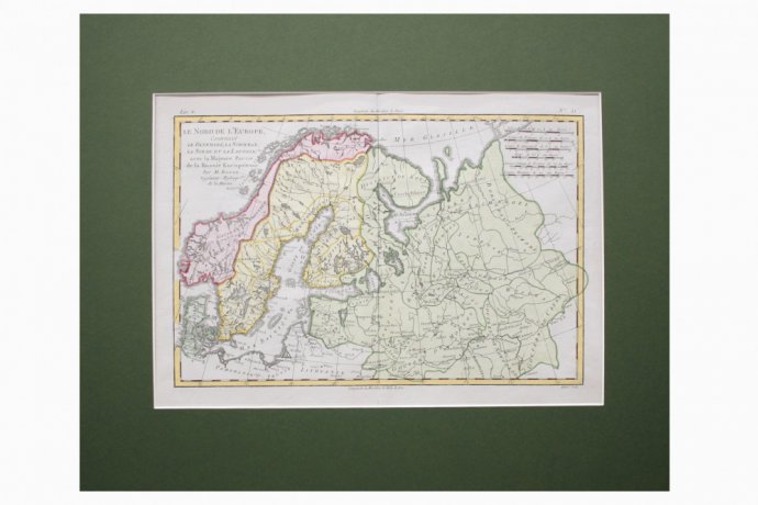 Карта Северной Европы, включая европейскую часть России. Р. Бонне. Париж, 1780 год.