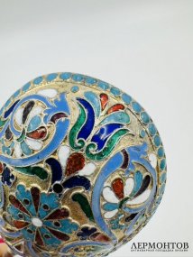 Ложка для мёда. Серебро 84 пробы, перегородчатая эмаль по скани, В. Андреев, Россия, 1895 год