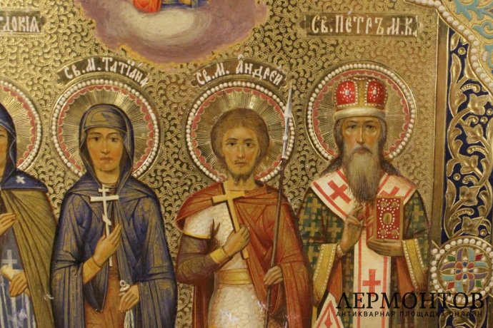 Икона Четверо Святых, семейная. Конец XIX в. Россия 