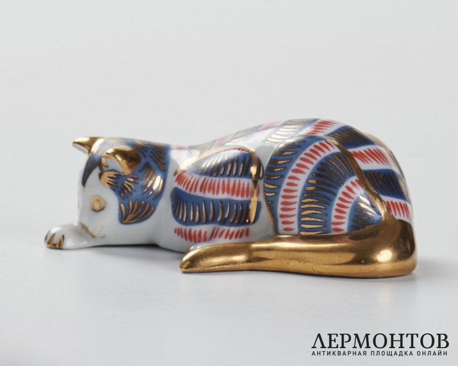 Статуэтка «Кошка лежит». Фарфор, Franklin Mint, США