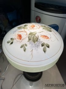 Настольная лампа с розами. Металл, стекло, деколь, СССР, 2-я половина 20 века