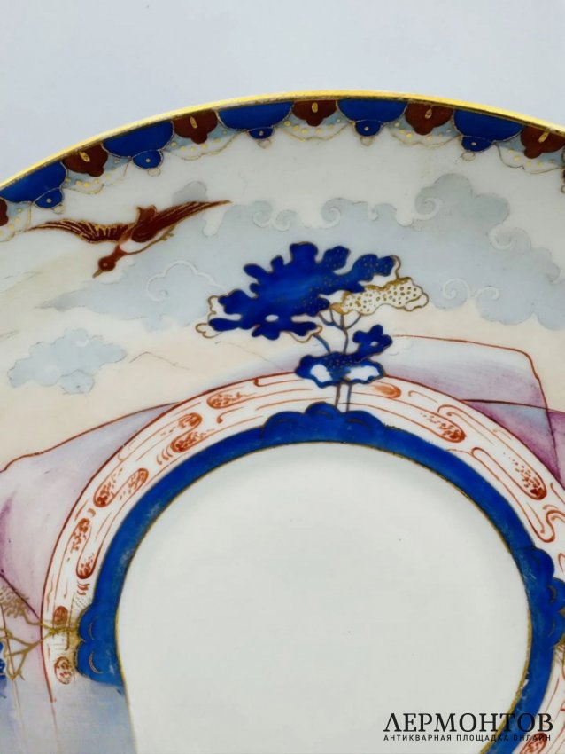 Чайная пара «Пей другую». Фарфор, роспись, Товарищество Кузнецова, Россия, начало 20 века