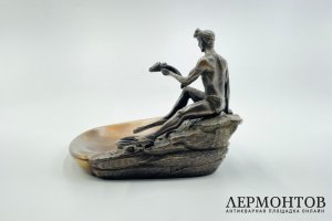 Лоток Аквалангист с рыбой. СССР, 1960 - 1970-е гг. Бронза.