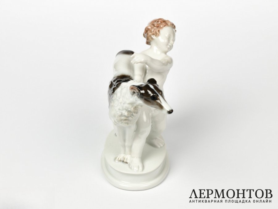 Статуэтка «Путти и борзая». Фарфор, Rosenthal, Германия, 1950 год