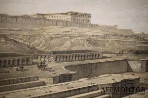 Литография. Вид на доки Севастополя и руины форта Святого Павла. У. Симпсон. 1856 г.