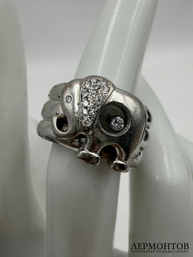 Кольцо «Happy Diamonds Elephant» с бриллиантом. Белое золото 750, Chopard, Швейцария