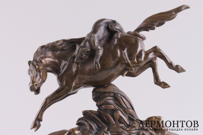 Скульптура Охота на лошадь. Франция, Париж, автор модели Гехтер, 2 пол. 19 в. Бронза.