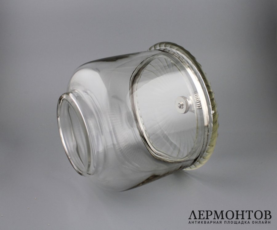 Большая бисквитница. Серебро 950, стекло. Франция, 1900-е.
