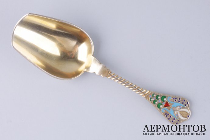 Совочек для чая. Иван Хлебников. Эмаль, серебро 88. Москва, Россия, 1908-1917 гг.