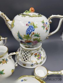 Чайный сервиз на 6 персон «Queen Victoria» с подогревом. Фарфор, Herend, Венгрия