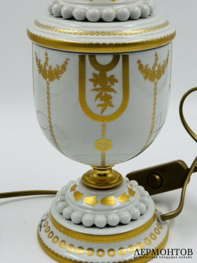 Настольная лампа. Фарфор, роспись, Mangani, Италия, 2000-е годы