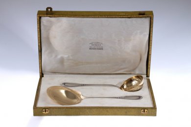 Набор для клубники Lappara. Серебро 950 пробы, золочение. Франция