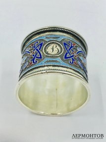 Кольцо для салфеток. Серебро 88 пробы, эмаль по скани, Г. Грачёв, Россия, 2-я половина 19 века