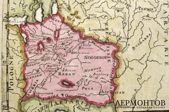 Карта России, Крыма, Грузии, Малой Татарии. А. М. Мале. Франция, 1683 год.