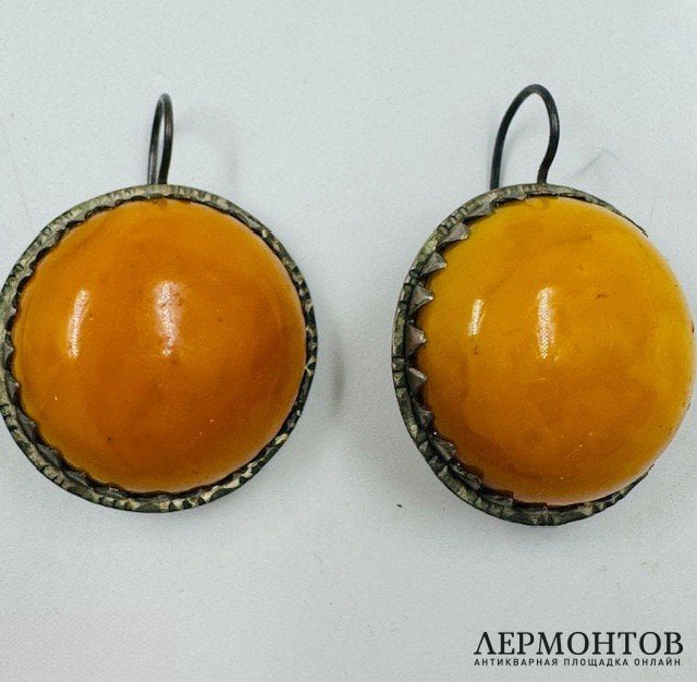Серьги. Янтарь, СССР, 2-я половина 20 века