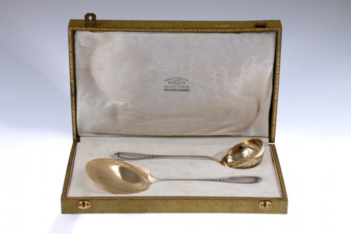 Набор для клубники Lappara. Серебро 950 пробы, золочение. Франция