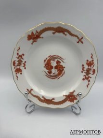 Чайное трио «Красный дракон». Фарфор, роспись, Meissen, Германия, 20 век