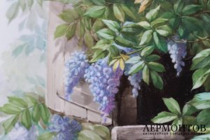 Декоративная тарелка Скворечник с птицами. Франция,  фабрика Хевиленд. Фарфор, роспись.