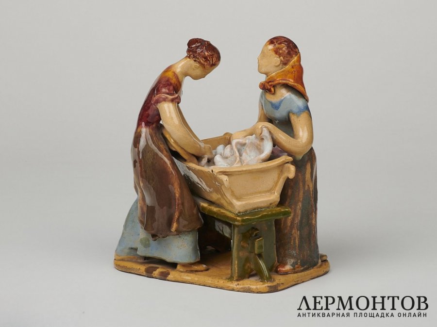 Статуэтка «Прачки». Керамика, Jiří Alexa, Bechyně, Чехословакия, 1942 год