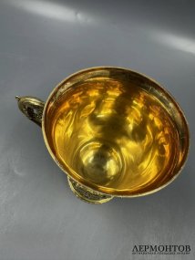 Кружка на филигранной ножке с камнями. Серебро 925 пробы, Россия, современная работа